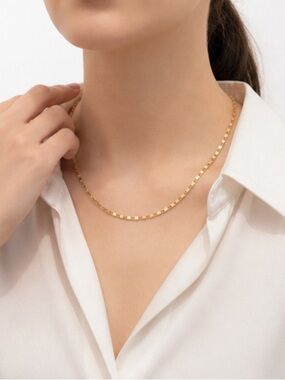 Gold Chain Necklace Minimal Everyday Layering Staple 18K 💦 Waterproof 💦